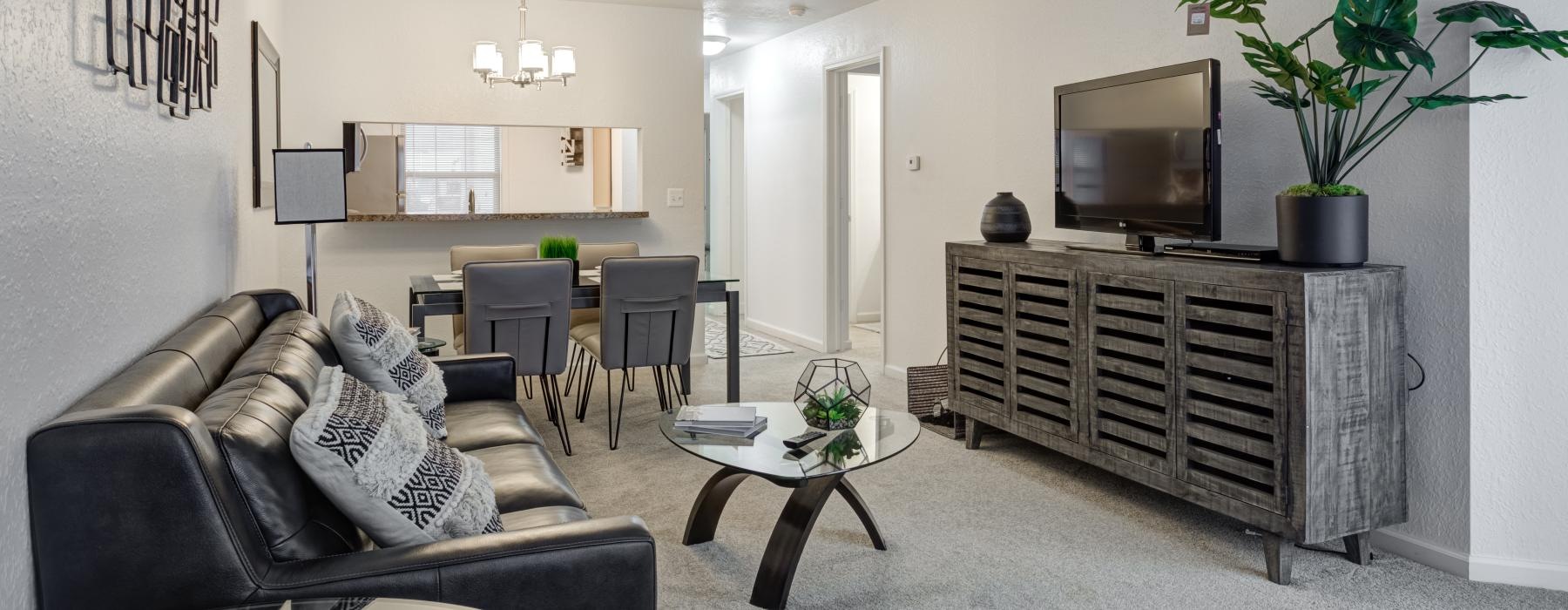 a living room with a tv and a couch