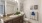 a bathroom with a large mirror