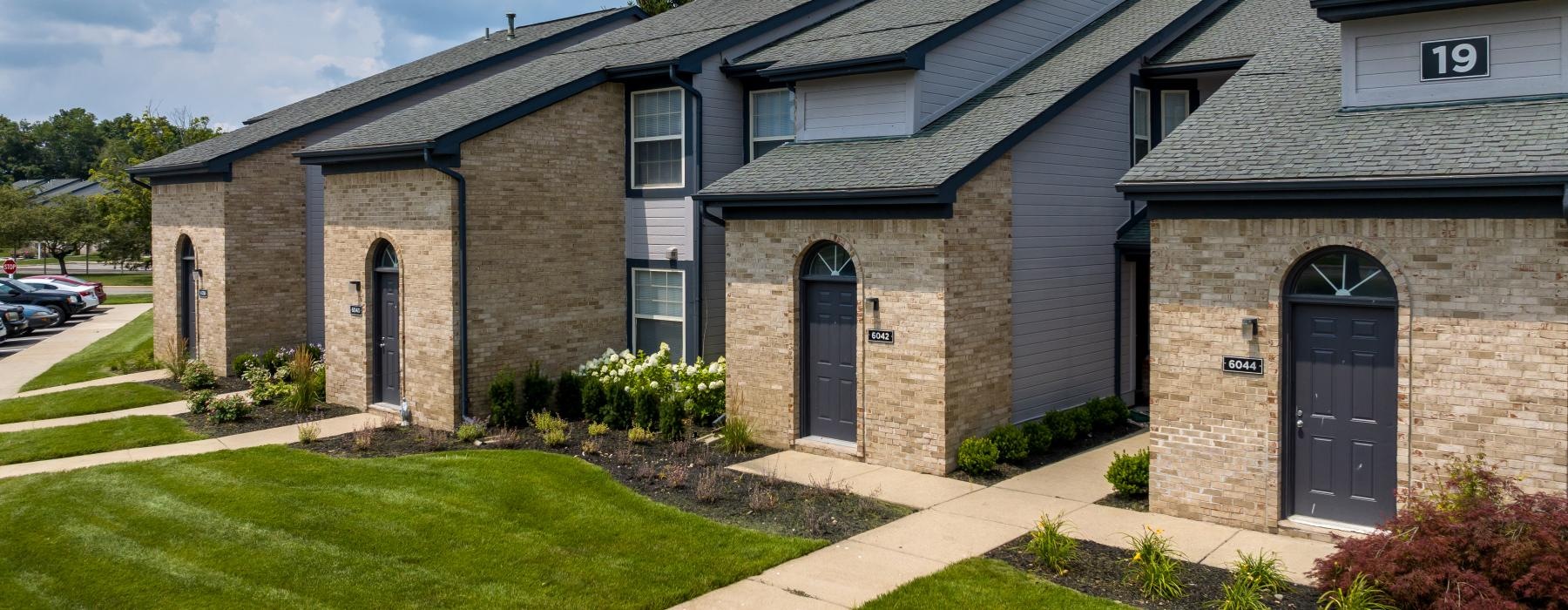 brick buildings with sidewalks